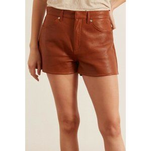 High Waist Brown Leather Shorts